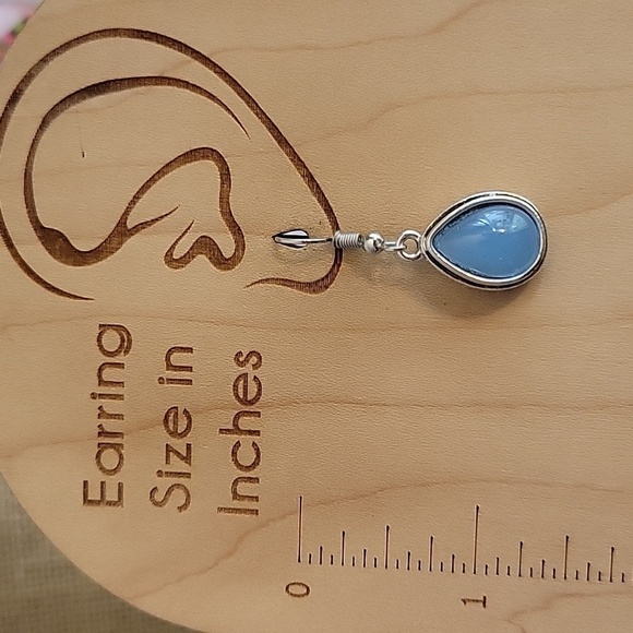 Smokey Blue Chalcedony Vintage Style Drop Earrings - Picture 3 of 8